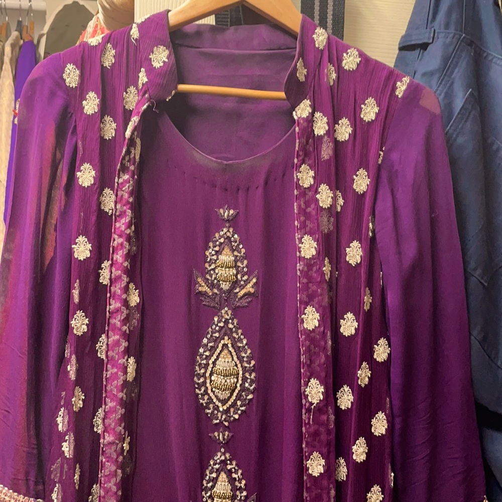 Magenta long short formal dress